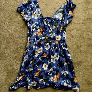 Blue, floral, mini summer dress